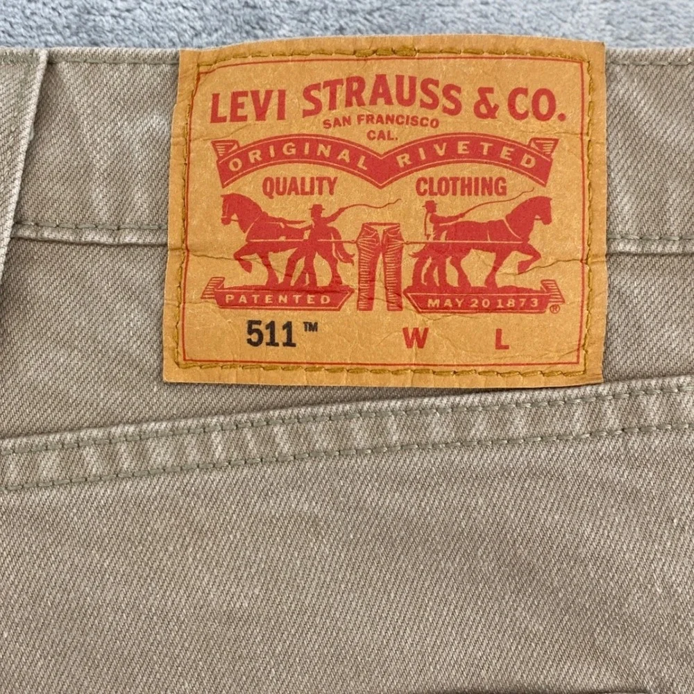 Levis 511 Slim Fit Khaki Tan Jeans Mens 48x30(48x28) Cotton Stretch 5 Pocket